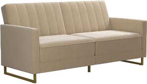 Modern Style Convertible Sofa Bed with Velvet Upholstery