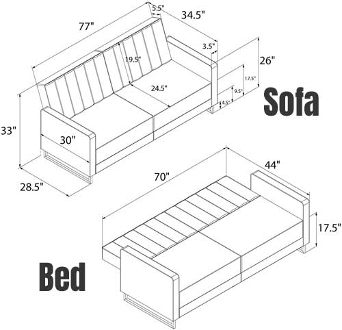 Skylar Coil Convertible Futon as a Sofa and Bed